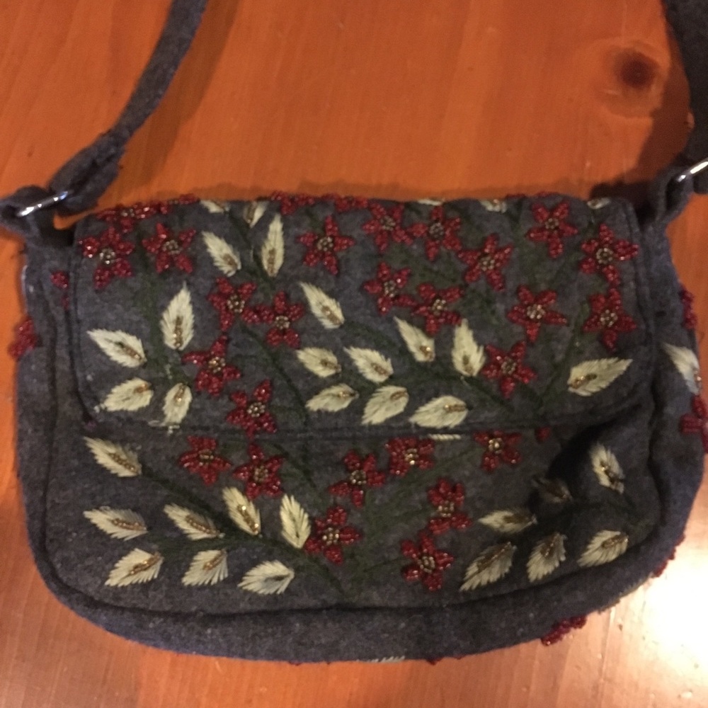 Beaded wool bag